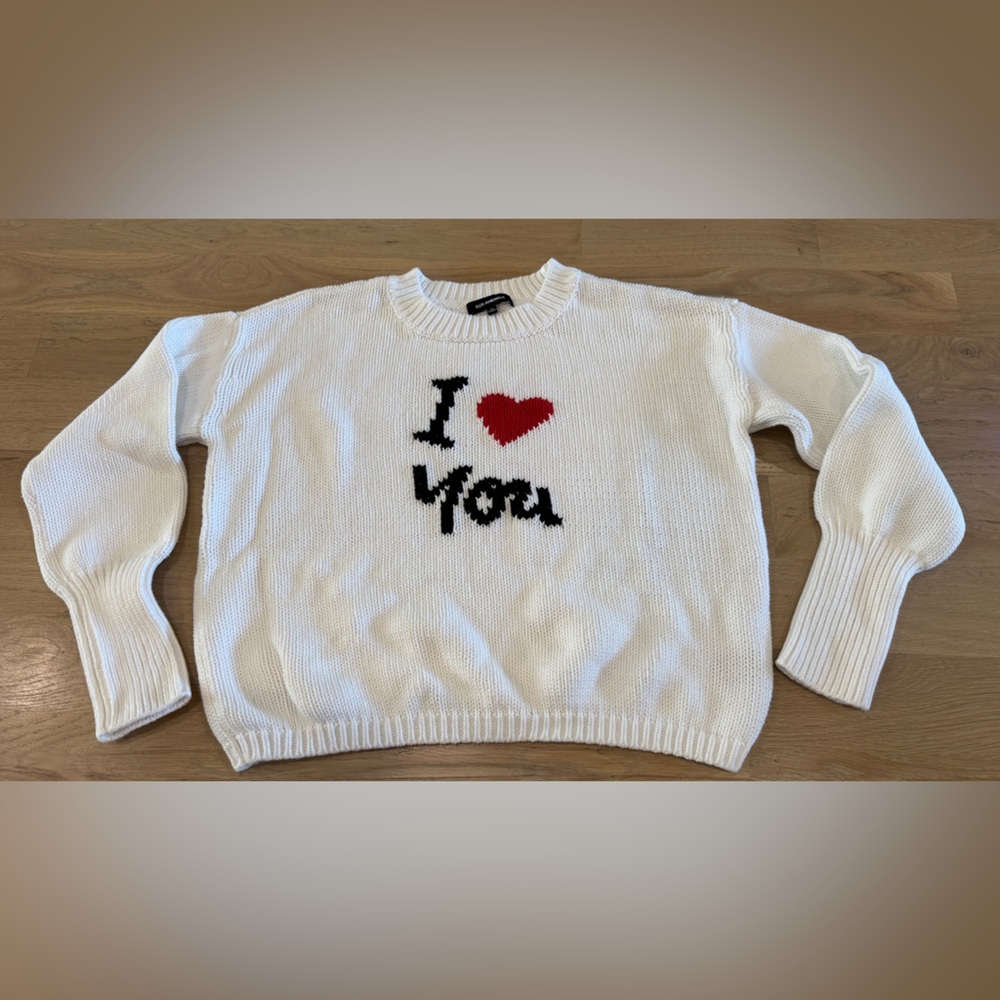 525 America ‘I heart you’ cotton sweater white size medium
